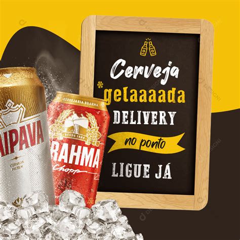 Distribuidora Cerveja Gelada Delivery Social Media PSD Editável download Designi