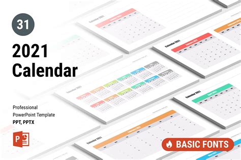 Calendar 2021 For Powerpoint Presentation Templates ~ Creative Market