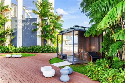 Deck With Modern Wood Pavilion Front Garden Landscape Garden Trees