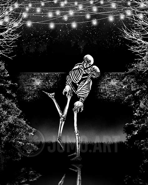 Unconditional Art Print 11x14 Skeleton Couple Love Etsy