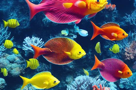 Premium Photo Bright Tropical Fish In Underwater World With Coral