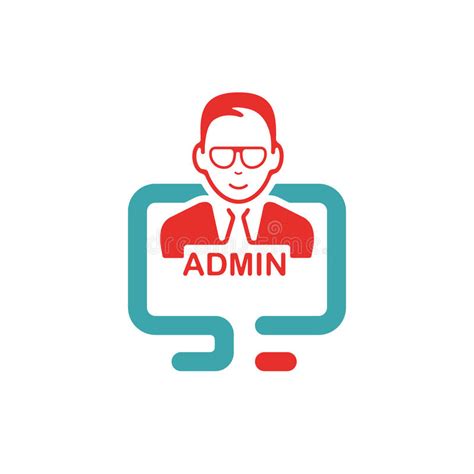 Red Admin Sign On Pc Laptop Vector Illustration Stock Vector