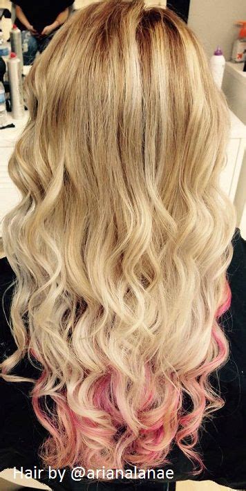 Hairstylist amy shianna @____goldilocks____ creates this stunning blonde hair colro with pink underneath. A medium blonde that fades into platinum blonde with pink ...