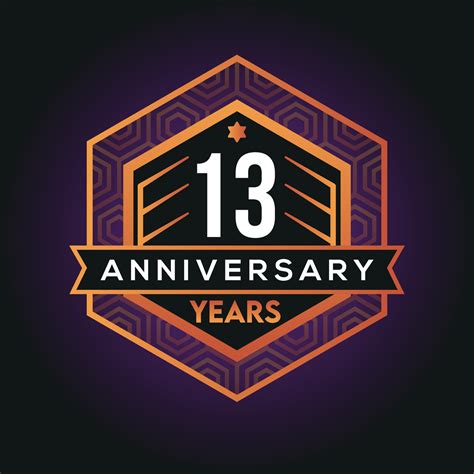 13th Year Anniversary Celebration Abstract Logo Design On Vantage Black
