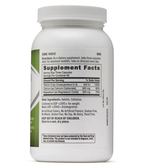As a dietary supplement, take three caplets daily. GNC Calcium Plus with Magnesium Vitamin D-3 180 no.s ...