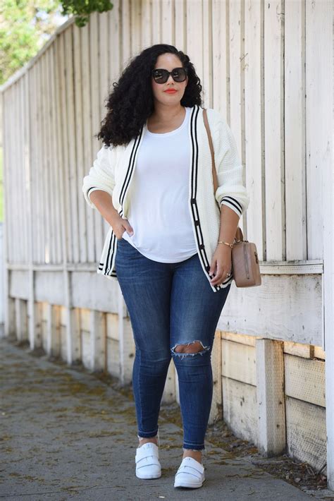 casually preppy plus size skinny jeans plus size outfits plus size fashion