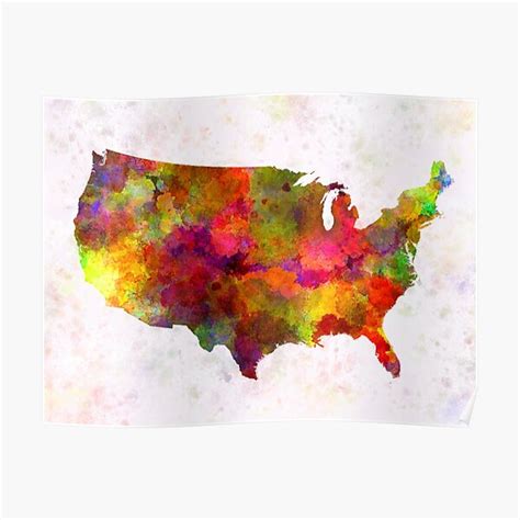 Map Usa United States Watercolor Background Abstract Paint Color Grunge
