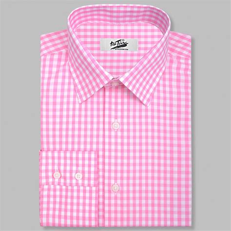 Custom Made Pink Gingham Dress Shirt-in Dress Shirts from Men's