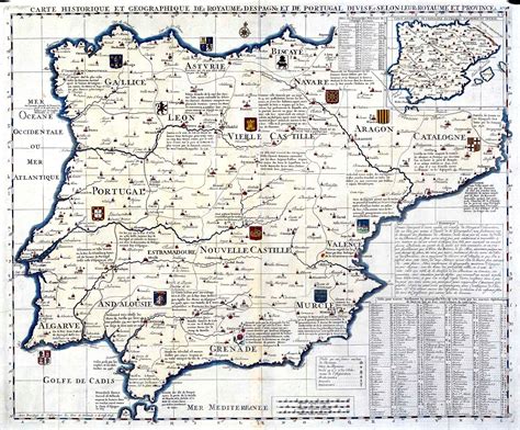 Mapa Histórico Y Geográfico De Los Reinos De España Y Portugal En El