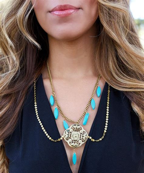 LovMely Turquoise Goldtone Layered Pendant Necklace Zulily