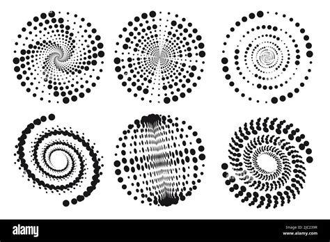 Set Of Spirals Design Elements Dotted Abstract Patterns Spiral Swirl