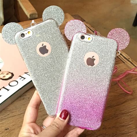 3d Mouse Ears Soft Tpu Silicon Glitter Gradient Candy