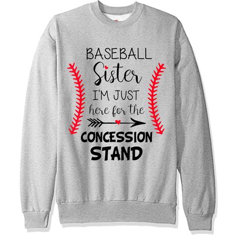 Baseball Sister Im Just Here For The Concession Stand Black Dark Heather White Blue Red Green