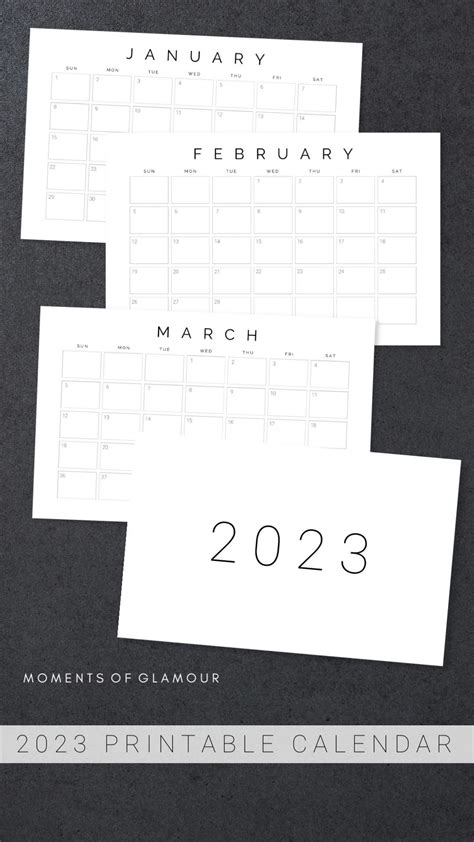 Simple Neat Printable Digital Monthly Calendar For 2023 A4 Pdf Png