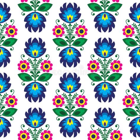 Seamless Traditional Floral Polish Pattern Ethnic Background Stock