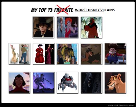 My Top 13 Worst Disney Villains By Bart Toons On Deviantart