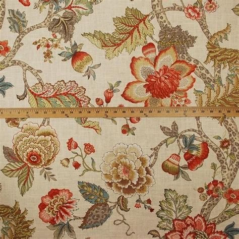 Malawi Khaki Floral Jacobean Fabric In 2021 Contemporary Fabric