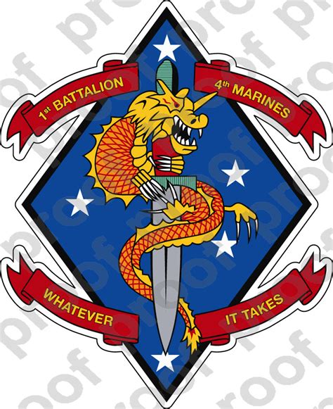 Sticker Usmc Unit 1st Battalion 4th Marine Regiment Ooo Lisc20187 M