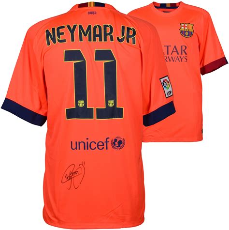 Customize jersey fc barcelona 2020/21 with your name and number. Neymar FC Barcelona Autographed Orange Jersey