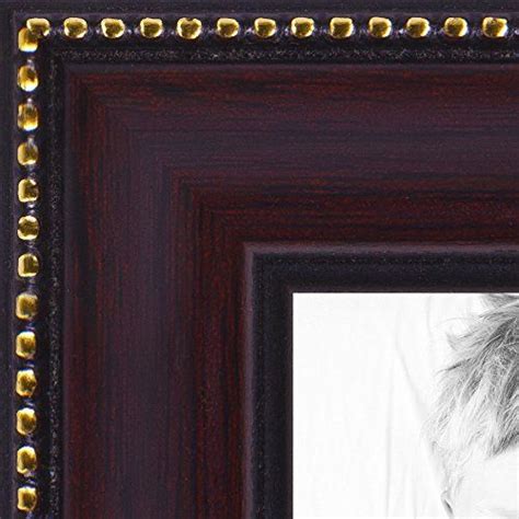 Arttoframes 24x36 Inch Mahagony With Gold Beads Wood Picture Frame