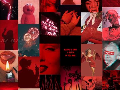 75 Photos Digital Prints Red Grunge Dark Aesthetic Photo Etsy Wall