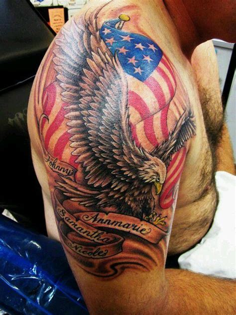 Eagle tattoos are particularly popular among americans because the bald eagle is the national bird of the united states of america. Pin on usa flag tattoo