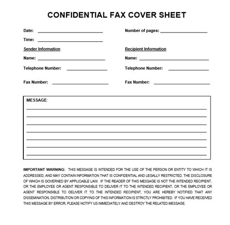 Confidential Fax Cover Sheet Template Printable In Pdf