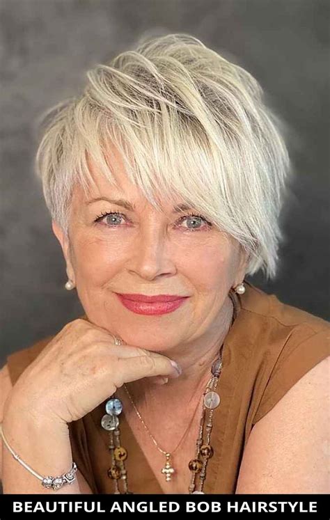 Beautiful Angled Bob Hairstyle For Older Women Short Blonde Haircuts