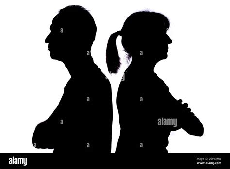 Silhouette Of Couple Having Conflict Stock Photo Alamy