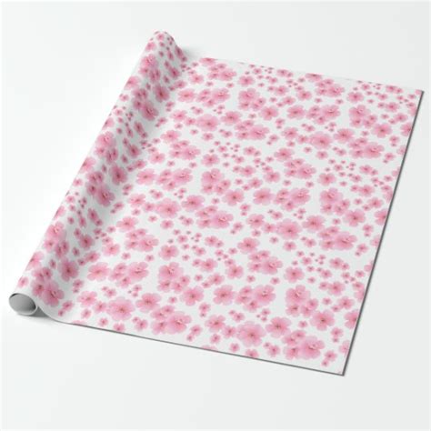Cherry Blossom Flowers Floral Pink Pattern Wrapping Paper