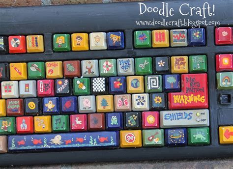 Doodlecraft Upcycled Painted Keyboard Rocket Console