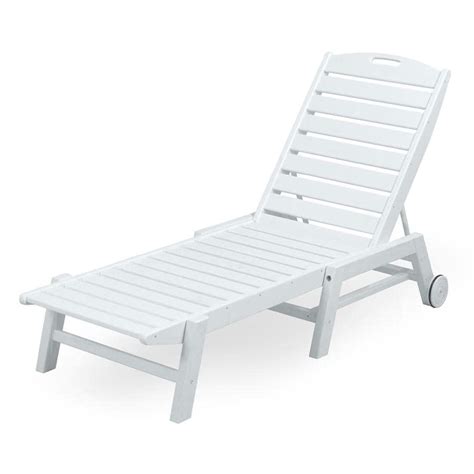 Shop Polywood Nautical White Plastic Stackable Patio Chaise Lounge