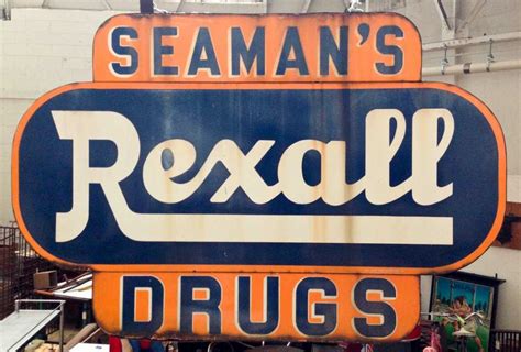 Rexall Seamans Drug Porcelain Sign Double Sided