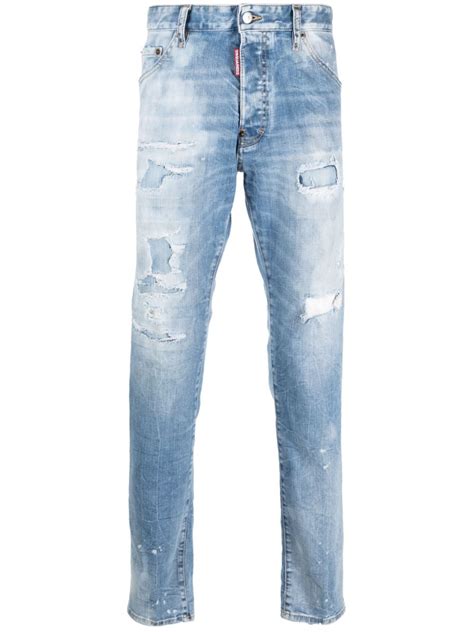 Dsquared2 Distressed Effect Slim Cut Jeans Farfetch