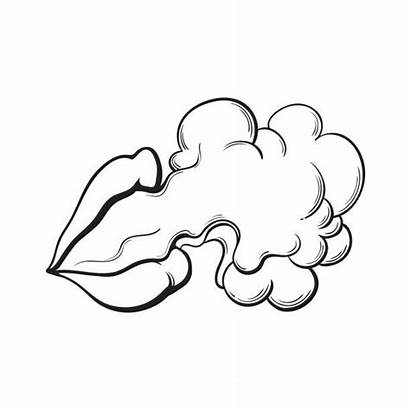 Smoke Lips Vector Coming Female Drawing Cartoon