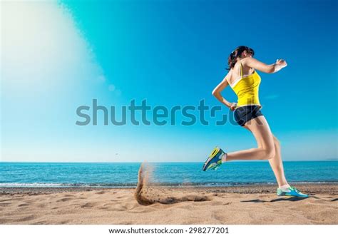 Woman Running On Beach Sports Training Stock Photo Edit Now 298277201