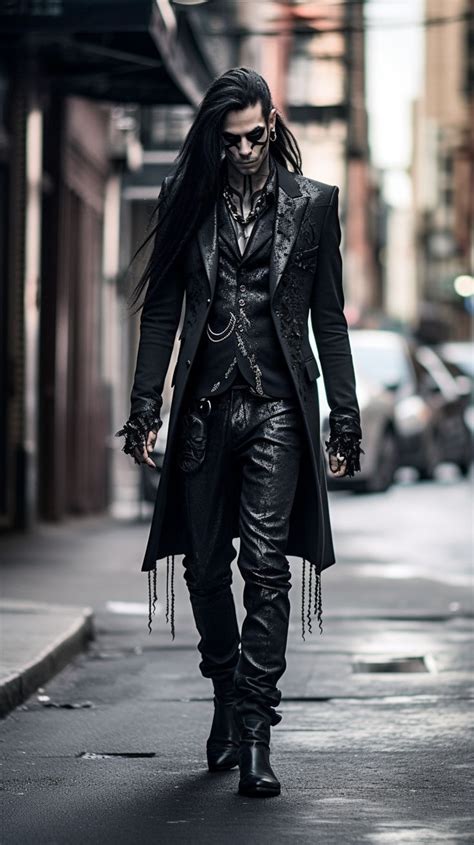 Goth Man Created With Ai By Amanda Church Goth Outfits Men Cool