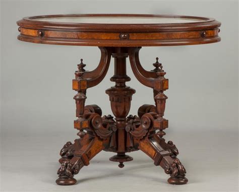 Sold Price: Renaissance Walnut and Burl Marble Top Center ...