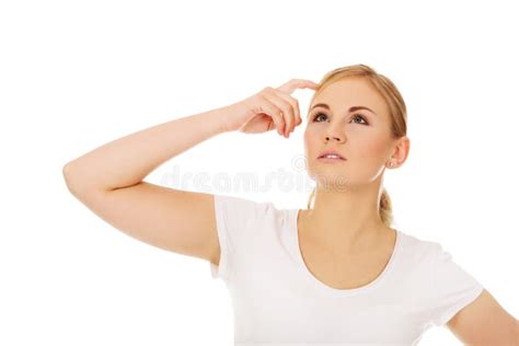 Pensive Young Woman Scratching Her Head Stock Image Image Of Dream Emotion 71121105