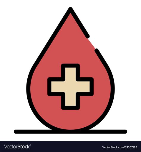 Blood Drop With Cross Icon Color Outline Vector Image