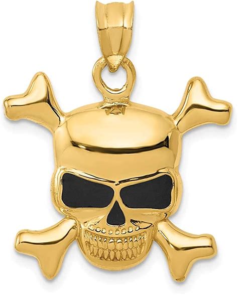 14k Yellow Gold Enameled Skull Pendant Uk Jewellery