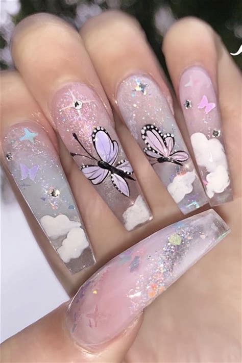Natural Butterfly Nails Design For Long Nails 2020 Hi Fashion Girl
