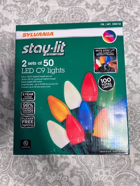 Sylvania Stay Lit Platinum LED C Christmas Lights Set Sets Of Lights EBay