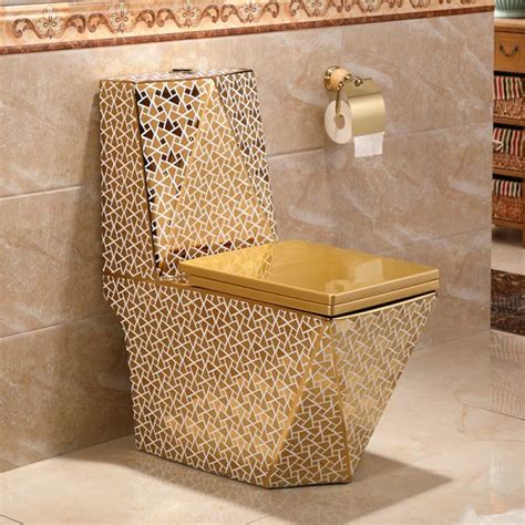 Golden Sanitary Wares Wc Ceramic Diamond Golden Luxurious Decoration