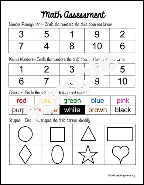 10 Best Kindergarten Assessment Math Printables Printableecom