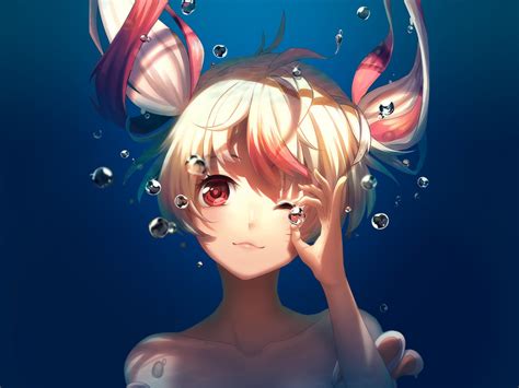 Wallpaper Bubble Underwater Cute Anime Girl Gonna Be The Twin Tail
