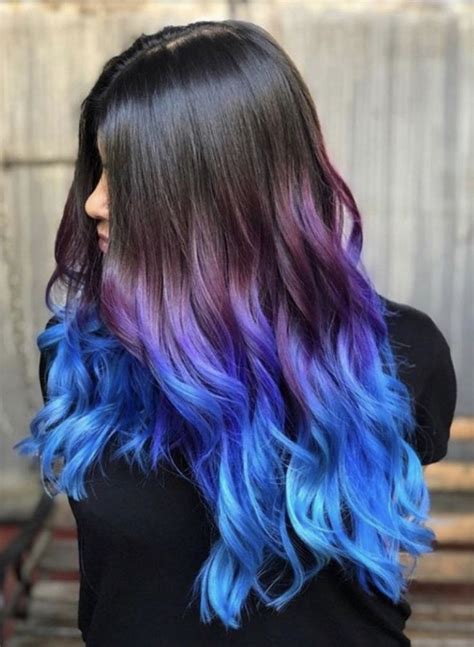 Amazing Blue And Purple Ombré Hair Purple Hair Tips Hair Dye Tips