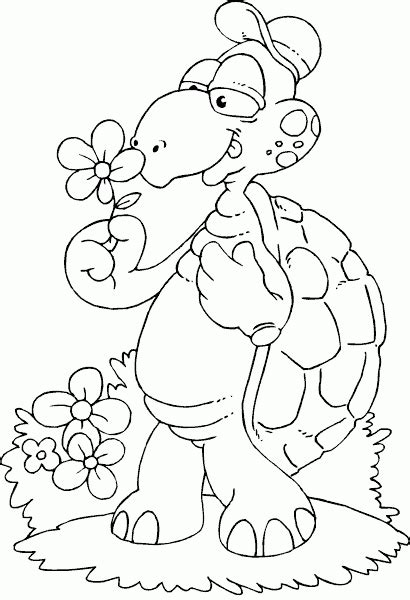 turtle with flower coloring page - coloring.com | Flower coloring pages