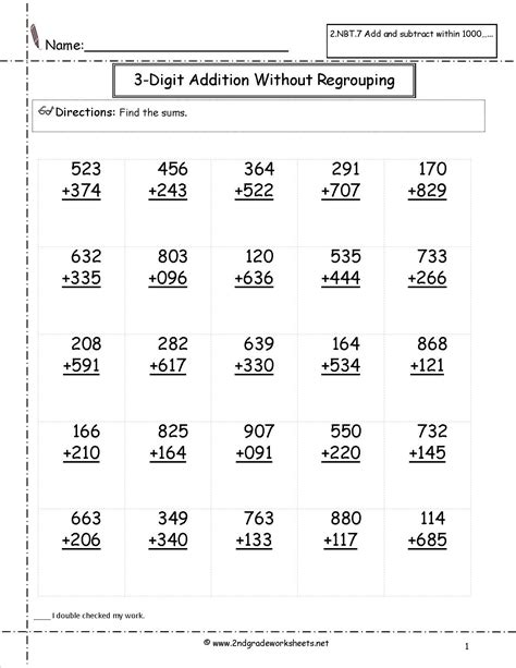 2nd Grade Math Worksheets 3 Digit Subtraction With Regrouping Printable