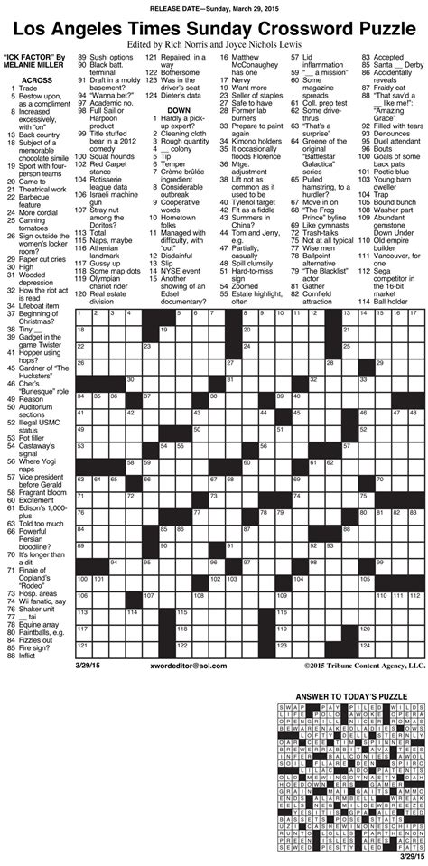 Printable Sunday Newspaper Crossword Puzzles | Mary Crossword Puzzles